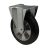FIx kerék, horganyzott villába szerelve, fekete tömörgumi futófelülettel, 160 mm, 350 kg, talpas felfogatás