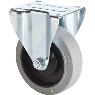   Antisztatikus (ESD), fix, talpas görgő,  tömörgumis, 125 mm, 80 kg 