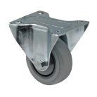 Fix kerék, horganyzott villába szerelve, prémium PERFORMA tömörgumi futófelület, 80 mm, 120 kg teherbírás, talpas felfogatás