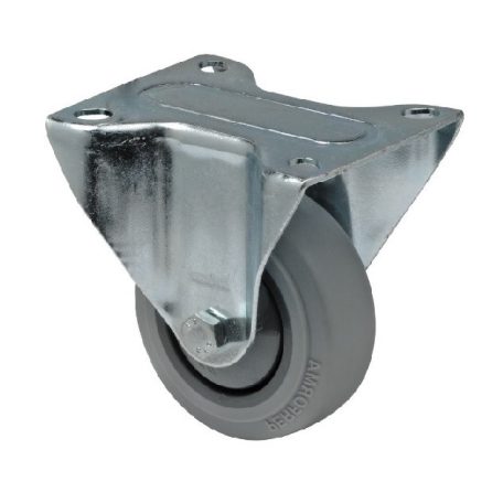 Fix kerék, horganyzott villába szerelve, prémium PERFORMA tömörgumi futófelület, 80 mm, 120 kg teherbírás, talpas felfogatás