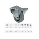 Fix kerék, horganyzott villába szerelve, prémium PERFORMA tömörgumi futófelület, 80 mm, 120 kg teherbírás, talpas felfogatás