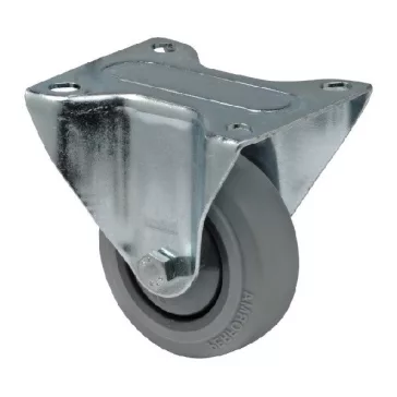   Fix kerék, horganyzott villába szerelve, prémium PERFORMA tömörgumi futófelület, 125 mm, 150 kg teherbírás, talpas felfogatás