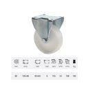 Poliamid, Fix, Talpas görgő, 80 mm, 150 kg