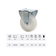 Poliamid, Fix, Talpas görgő, 80 mm, 150 kg