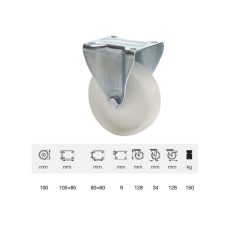 Poliamid, Fix, Talpas görgő, 100 mm, 150 kg