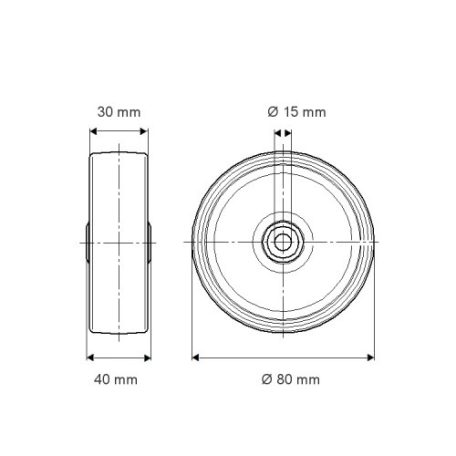 Öntöttvas Kerék Pur Futófelülettel 80-As