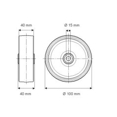 Öntöttvas Kerék Pur Futófelülettel 100-As