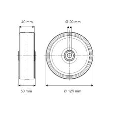 Öntöttvas Kerék Pur Futófelülettel 125-Ös