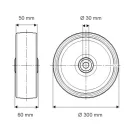 Öntöttvas Kerék Pur Futófelülettel 300 mm