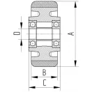 Öntöttvas Kerék Pur Futófelülettel 300 mm