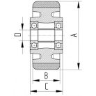 Öntöttvas Kerék Pur Futófelülettel 300 mm