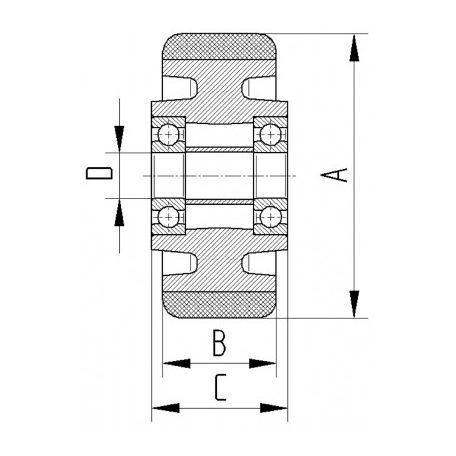 Öntöttvas Kerék Pur Futófelülettel 300 mm
