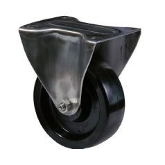   Hőálló (+280 C-ig) Fix kerék, rozsdamentes villába szerelve, fenolgyantával kevert futófelület, 100 mm, 150 kg teherbírás, talpas felfogatás