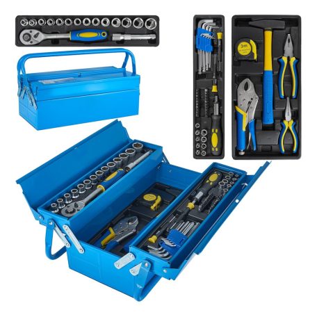 Geko Kinyitható, emeletes szerszámosláda 64 részes szerszámkészlettel