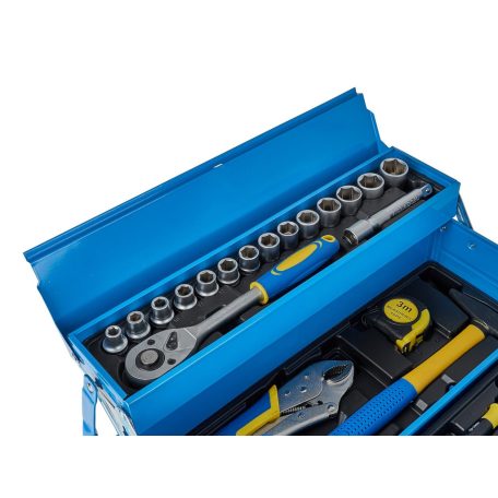 Geko Kinyitható, emeletes szerszámosláda 64 részes szerszámkészlettel