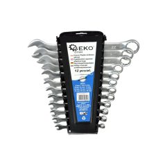   Geko Matt felületű csillag-villáskulcs készlet 6–22 mm, 12 db, CrV, tartóval