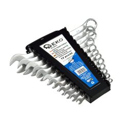   Geko Matt felületű csillag-villáskulcs készlet 6–22 mm, 12 db, CrV, tartóval