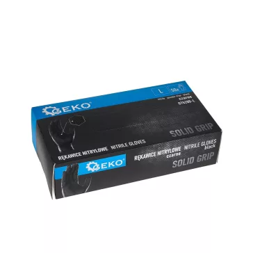   Geko Nitril védőkesztyű SOLID GRIP – 50 db/csomag, L méret, fekete