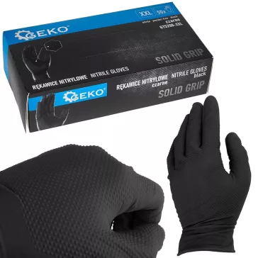   Geko Nitril védőkesztyű SOLID GRIP – 50 db/csomag, XXL méret, fekete