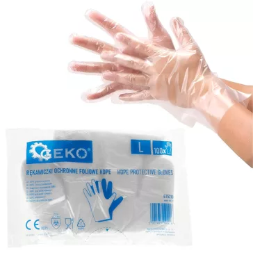Geko HDPE fóliakesztyű, védőkesztyű – 100 db/csomag