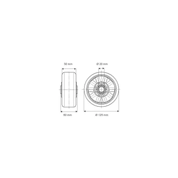 Alumínium Kerék Pur Futófelülettel 125mm, 500 kg