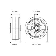 Alumínium Kerék Pur Futófelülettel 125-Ös