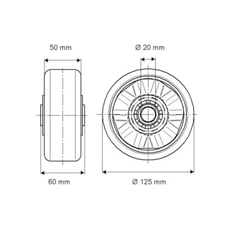 Alumínium Kerék Pur Futófelülettel 125-Ös