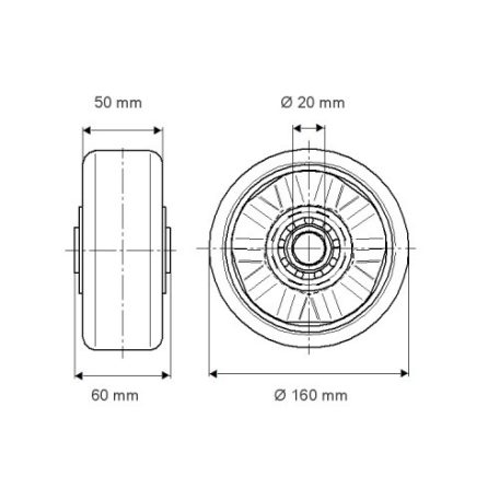 Alumínium Kerék Pur Futófelülettel 160-As