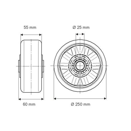 Alumínium Kerék Pur Futófelülettel 250-Es
