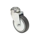 Intézményi szürke nyommentes hátfuratos önbeálló kerék 75-ös