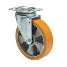 Nagy teherbírású, forgó-fékes görgő, poliuretán, 200 mm, 700 kg
