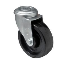   Hőálló (+280 C-ig) Forgó kerék, horganyzott villába szerelve, fenolgyantával kevert futófelület,  80 mm, 150 kg teherbírás, furatos felfogatás