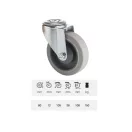 Forgó kerék, horganyzott villába szerelve, prémium PERFORMA tömörgumi futófelület, 80 mm, 120 kg teherbírás, furatos felfogatás