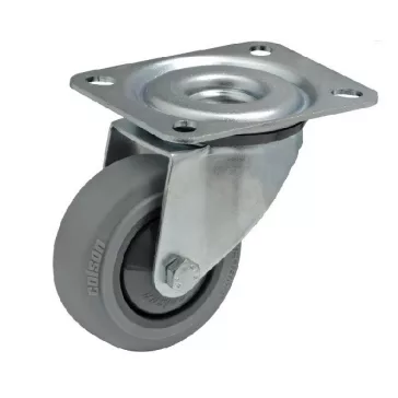   Forgó kerék, horganyzott villába szerelve, prémium PERFORMA tömörgumi futófelület, 100 mm, 150 kg teherbírás, talpas felfogatás