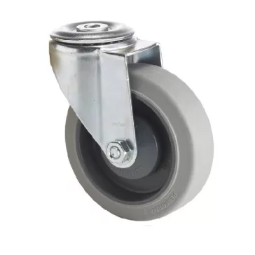   Forgó kerék, horganyzott villába szerelve, prémium PERFORMA tömörgumi futófelület, 125 mm, 150 kg teherbírás, furatos felfogatás