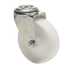   Forgó kerék, (polipropilén) műanyag futófelület, horganyzott villába szerelve, 80 mm, 150 kg teherbírás, furatos felfogatás