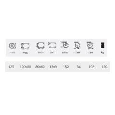 Szürke nyommentes tömörgumis önbeálló kerék 125-ös