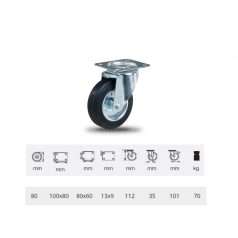 Tömörgumis fémfelnis kerék (80) önbeálló villában