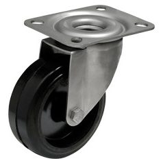   Hőálló (+280 C-ig), önbeálló, Talpas görgő, rozsdamentes villában, 80 mm, 150 kg