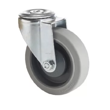   PERFORMA tömörgumis, Hátfuratos, Önbeálló görgő, Rozsdamentes villában 100 mm, 150 kg