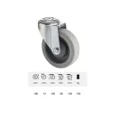 PERFORMA tömörgumis, Hátfuratos, Önbeálló görgő, Rozsdamentes villában 100 mm, 150 kg