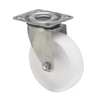  Forgó kerék, (polipropilén) műanyag futófelület, horganyzott villába szerelve,100 mm, 160 kg teherbírás, talpas felfogatás
