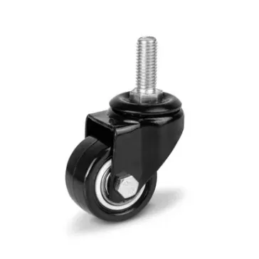   Fekete Acélfelnis görgő, csapos, önbeálló, PVC futófelülettel, 40 mm