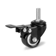   Fekete Acélfelnis görgő, csapos, forgó-fékes, PVC futófelülettel, 40 mm