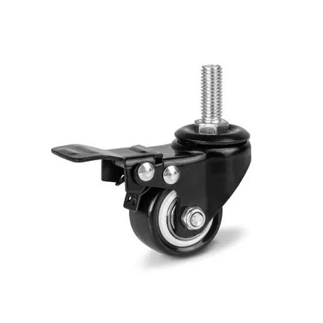 Fekete Acélfelnis görgő, csapos, forgó-fékes, PVC futófelülettel, 40 mm