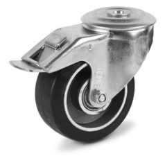   Forgó-fékes kerék, közepes teherbírású ALGE, elasztikus gumi, hátfuratos 125 mm