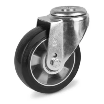   Forgó kerék, közepes teherbírású ALGE, elasztikus gumi, hátfuratos 160 mm