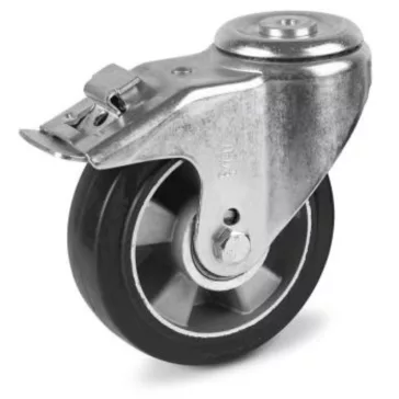   Forgó-fékes kerék, közepes teherbírású ALGE, elasztikus gumi, hátfuratos 160 mm