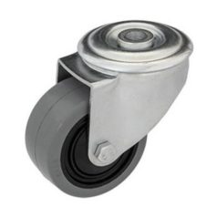   Intézményi közepes teherbírású  szürke nyommentes hátfuratos, forgó görgő, elasztikus gumi, 80 mm