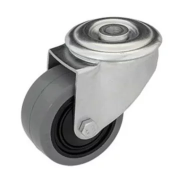   Intézményi közepes teherbírású  szürke nyommentes hátfuratos, forgó görgő, elasztikus gumi, 80 mm